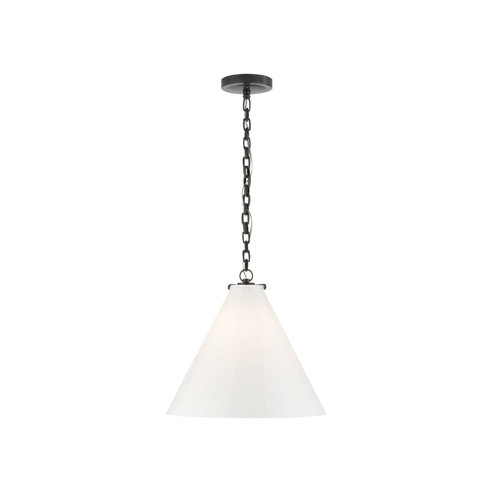 Katie Conical Pendant LIGHTING - pendant Visual Comfort - Signature Bronze White Glass