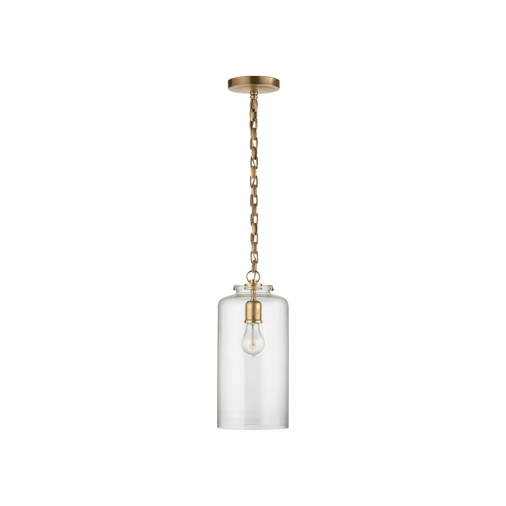 Katie Cylinder Pendant LIGHTING - pendant Visual Comfort - Signature Antique Brass Clear Glass
