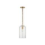 Katie Cylinder Pendant LIGHTING - pendant Visual Comfort - Signature Antique Brass Clear Glass
