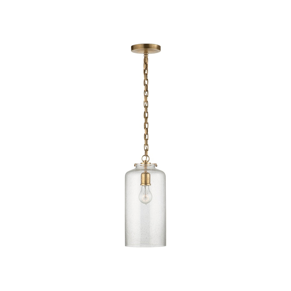 Katie Cylinder Pendant LIGHTING - pendant Visual Comfort - Signature Antique Brass Seeded Glass