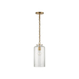 Katie Cylinder Pendant LIGHTING - pendant Visual Comfort - Signature Antique Brass Seeded Glass