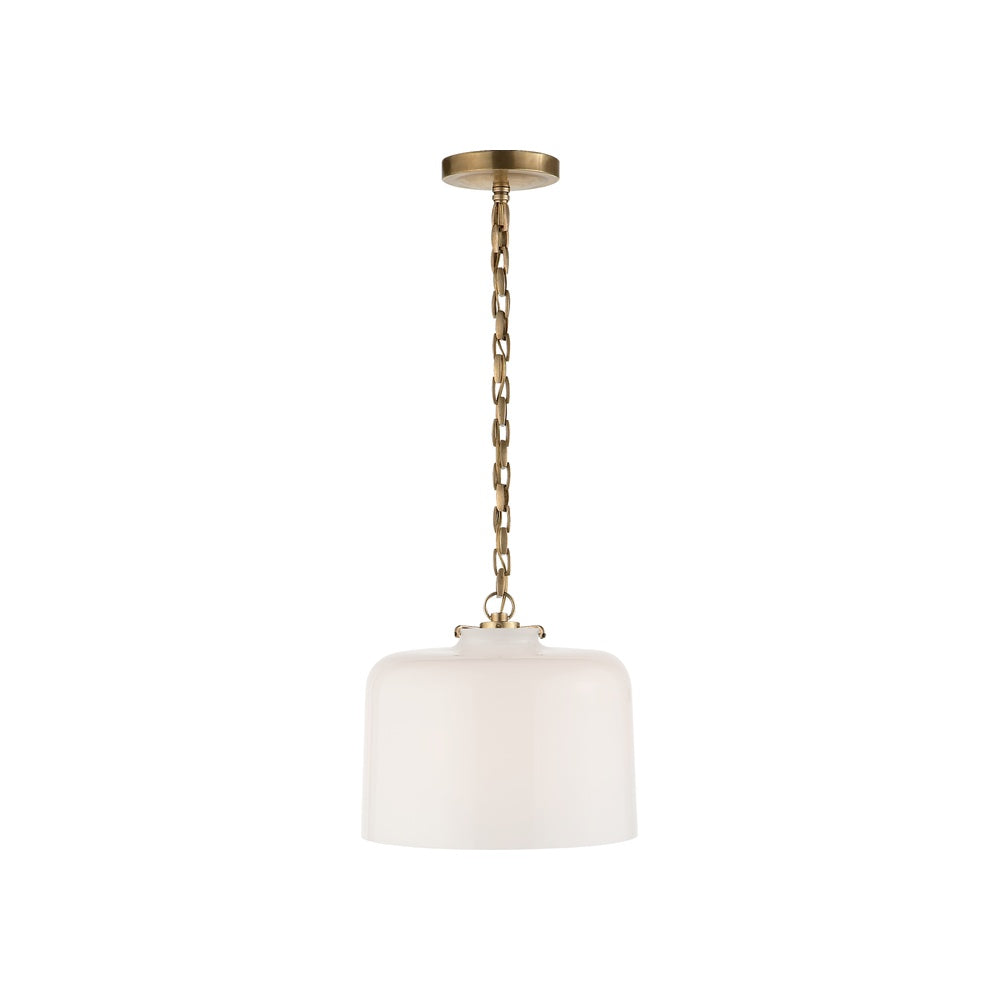 Katie Dome Pendant LIGHTING - pendant Visual Comfort - Signature Hand-Rubbed Antique Brass White Glass