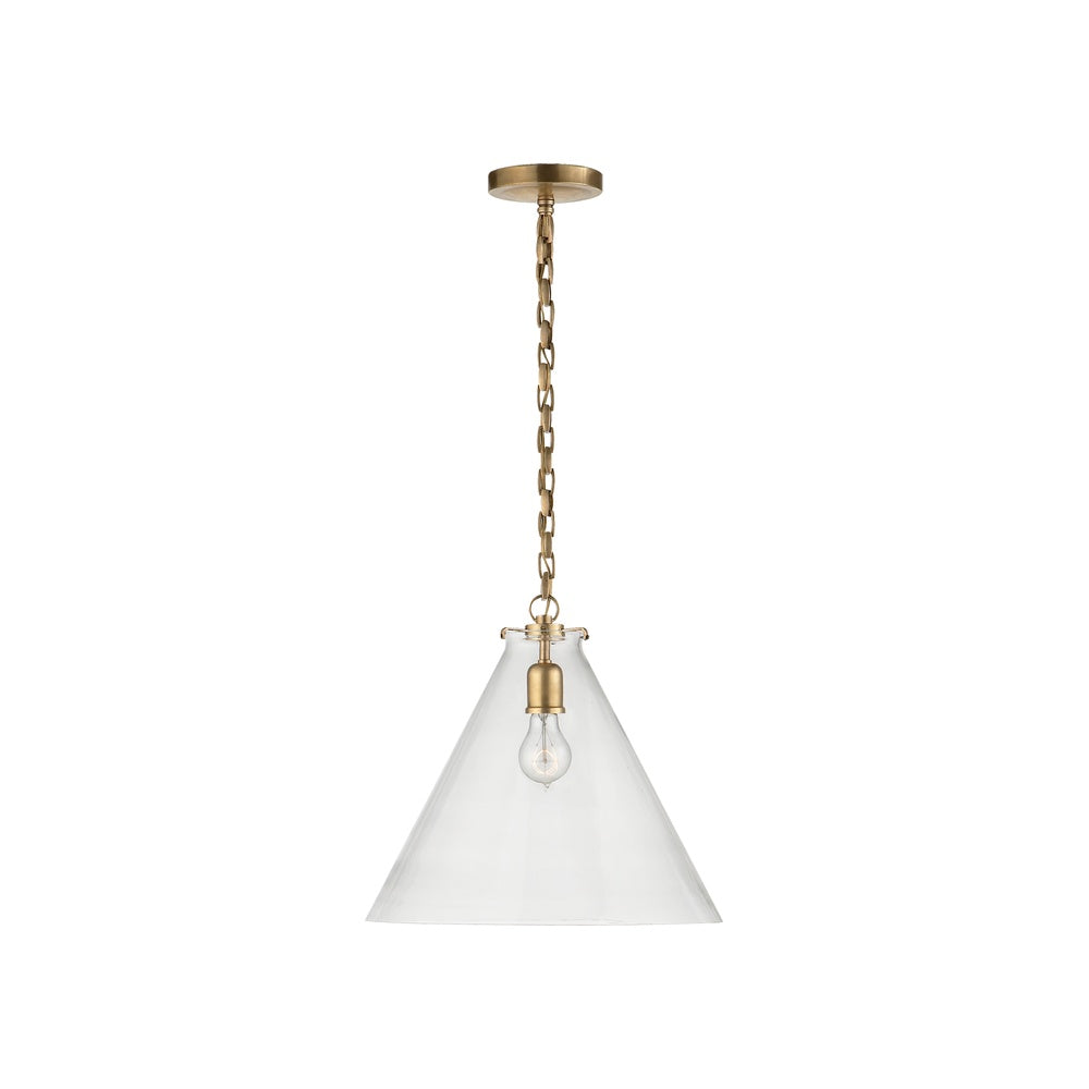 Katie Conical Pendant LIGHTING - pendant Visual Comfort - Signature Antique Brass Clear Glass