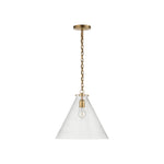 Katie Conical Pendant LIGHTING - pendant Visual Comfort - Signature Antique Brass Clear Glass