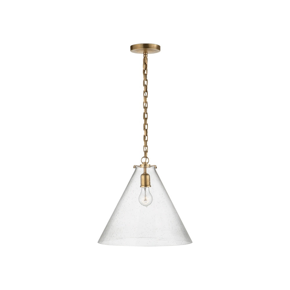 Katie Conical Pendant LIGHTING - pendant Visual Comfort - Signature Antique Brass Seeded Glass