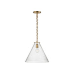 Katie Conical Pendant LIGHTING - pendant Visual Comfort - Signature Antique Brass Seeded Glass