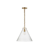 Katie Conical Pendant LIGHTING - pendant Visual Comfort - Signature Antique Brass Seeded Glass