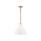 Katie Conical Pendant LIGHTING - pendant Visual Comfort - Signature Antique Brass White Glass