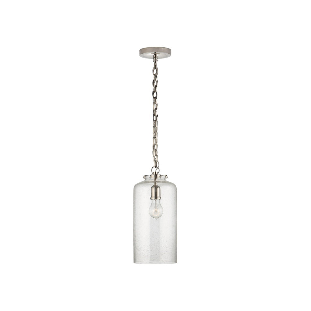 Katie Cylinder Pendant LIGHTING - pendant Visual Comfort - Signature Polished Nickel Seeded Glass