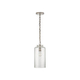 Katie Cylinder Pendant LIGHTING - pendant Visual Comfort - Signature Polished Nickel Seeded Glass