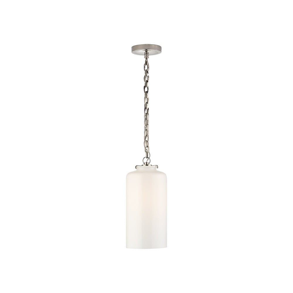 Katie Cylinder Pendant LIGHTING - pendant Visual Comfort - Signature Polished Nickel White Glass