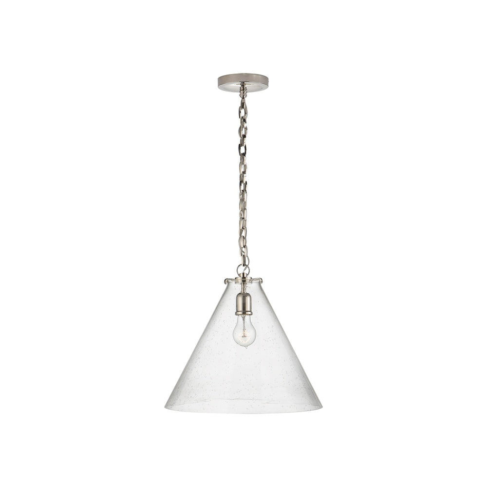Katie Conical Pendant LIGHTING - pendant Visual Comfort - Signature Polished Nickel Seeded Glass