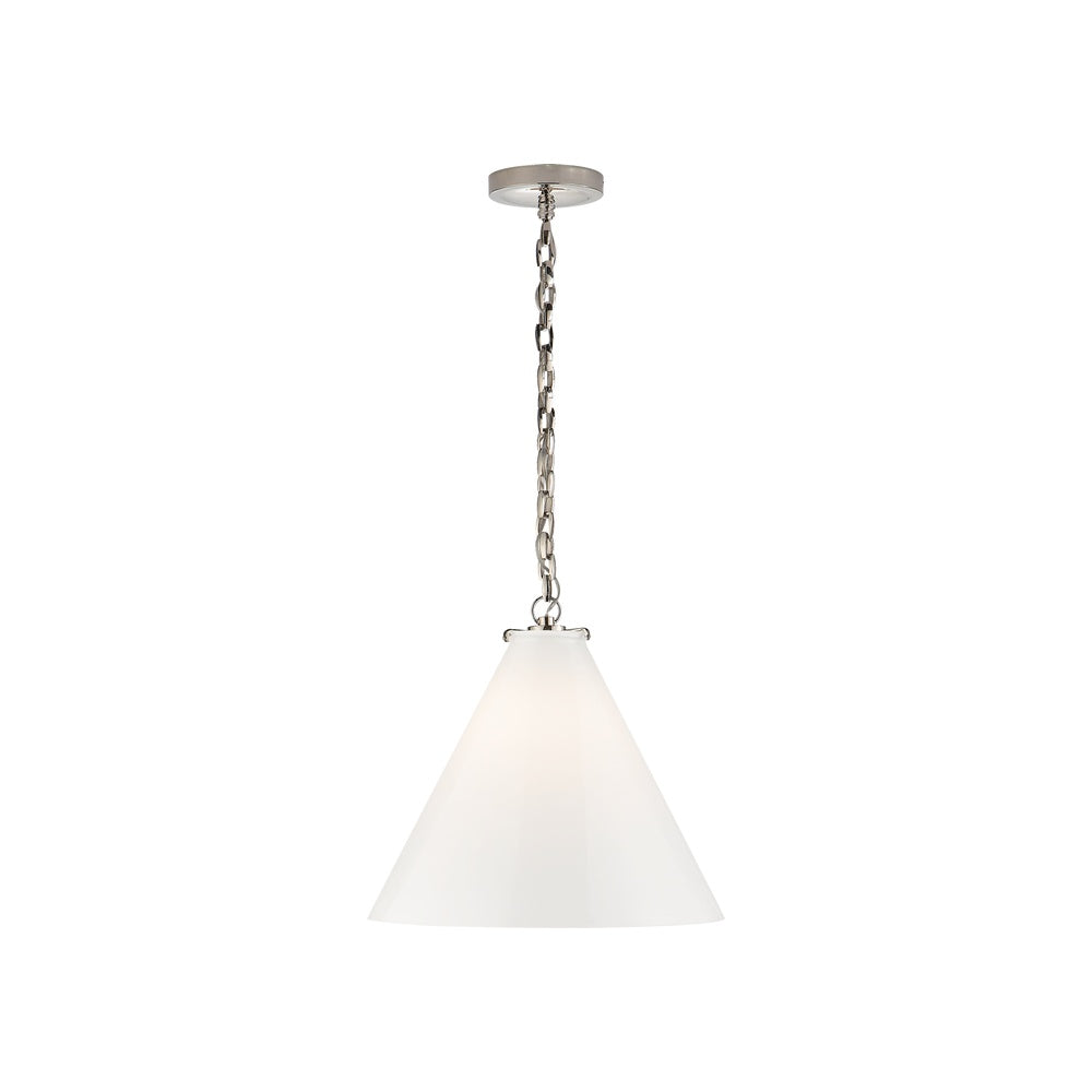 Katie Conical Pendant LIGHTING - pendant Visual Comfort - Signature Polished Nickel White Glass