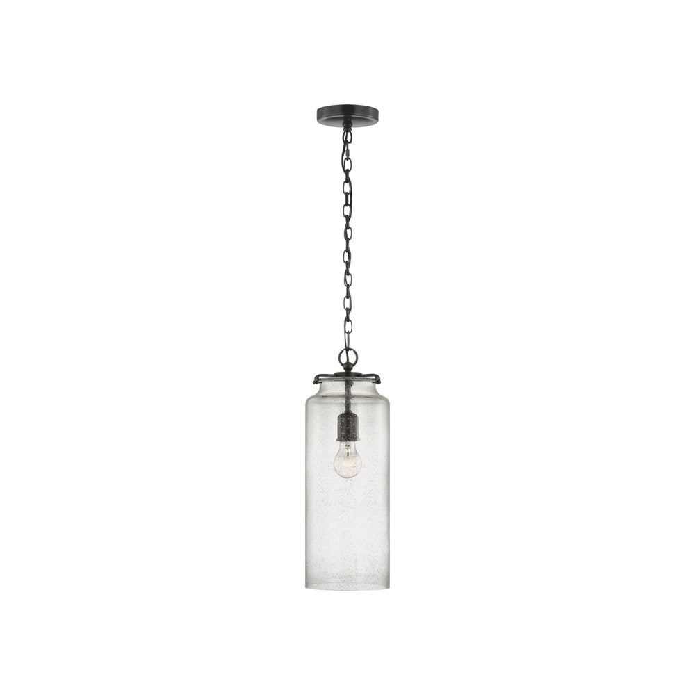 Katie Large Cylinder Pendant LIGHTING - pendant Visual Comfort - Signature Bronze Seeded Glass
