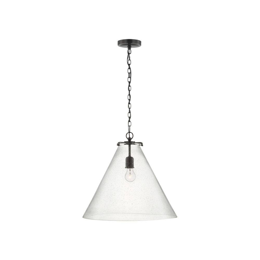 Katie Large Conical Pendant LIGHTING - pendant Visual Comfort - Signature Bronze Seeded Glass