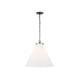 Katie Large Conical Pendant LIGHTING - pendant Visual Comfort - Signature Bronze White Glass
