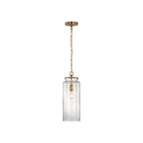 Katie Large Cylinder Pendant LIGHTING - pendant Visual Comfort - Signature Antique Brass Clear Glass