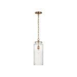Katie Large Cylinder Pendant LIGHTING - pendant Visual Comfort - Signature Antique Brass Seeded Glass
