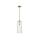 Katie Large Cylinder Pendant LIGHTING - pendant Visual Comfort - Signature Antique Brass Seeded Glass