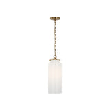 Katie Large Cylinder Pendant LIGHTING - pendant Visual Comfort - Signature Antique Brass White Glass