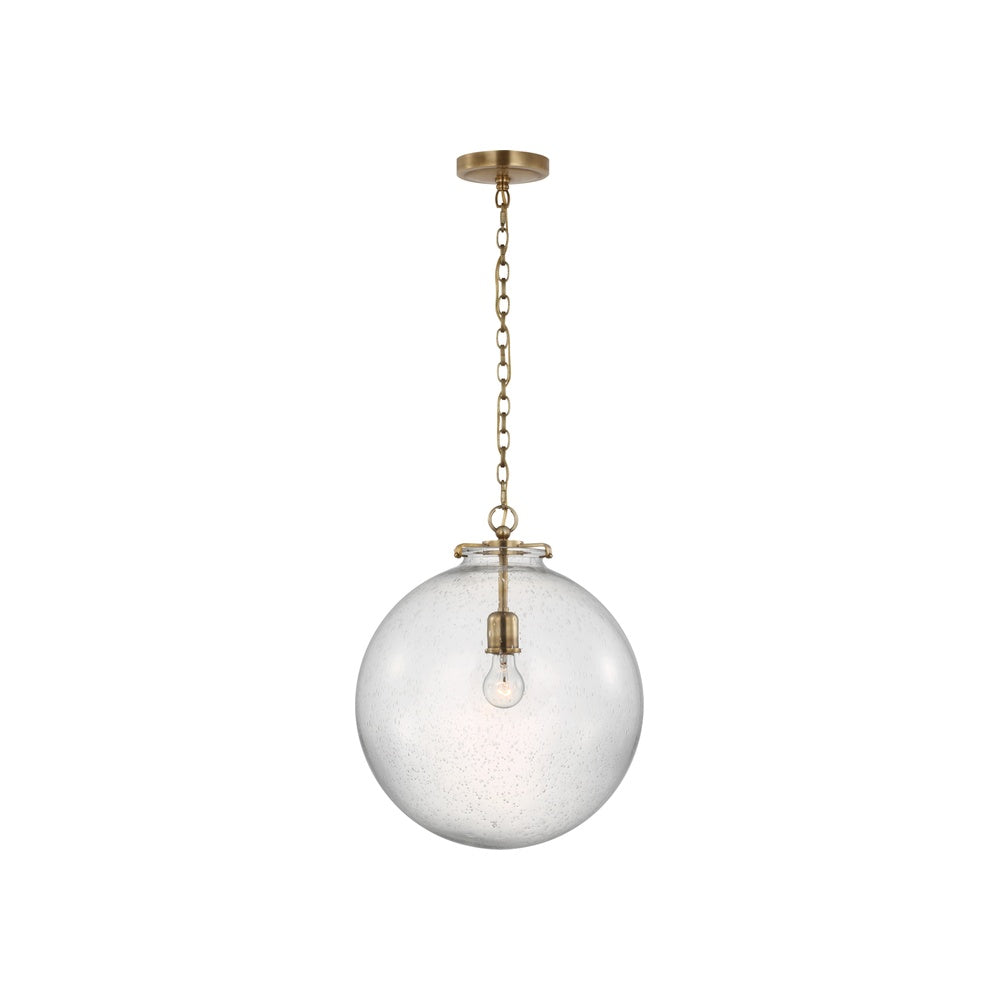 Katie Large Globe Pendant LIGHTING - pendant Visual Comfort - Signature Antique Brass Seeded Glass