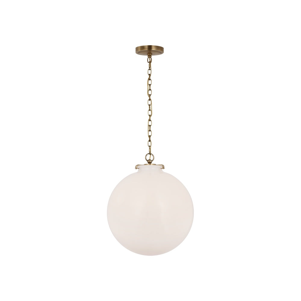 Katie Large Globe Pendant LIGHTING - pendant Visual Comfort - Signature Antique Brass White Glass