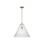 Katie Large Conical Pendant LIGHTING - pendant Visual Comfort - Signature Antique Brass Clear Glass