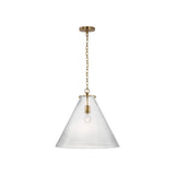 Katie Large Conical Pendant LIGHTING - pendant Visual Comfort - Signature Antique Brass Clear Glass