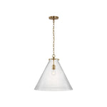 Katie Large Conical Pendant LIGHTING - pendant Visual Comfort - Signature Antique Brass Seeded Glass