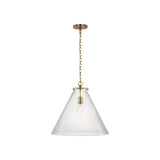 Katie Large Conical Pendant LIGHTING - pendant Visual Comfort - Signature Antique Brass Seeded Glass