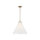 Katie Large Conical Pendant LIGHTING - pendant Visual Comfort - Signature Antique Brass White Glass