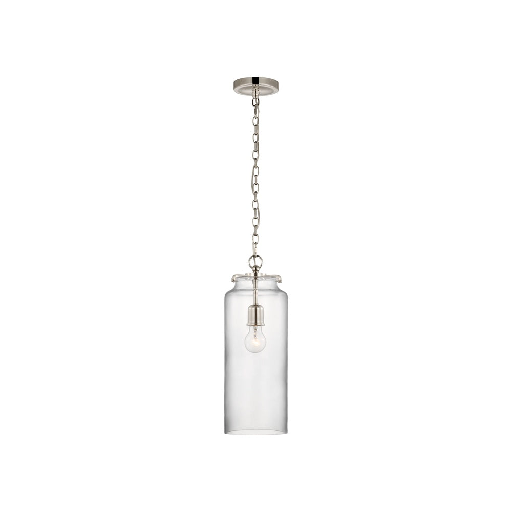 Katie Large Cylinder Pendant LIGHTING - pendant Visual Comfort - Signature Polished Nickel Clear Glass