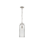 Katie Large Cylinder Pendant LIGHTING - pendant Visual Comfort - Signature Polished Nickel Seeded Glass