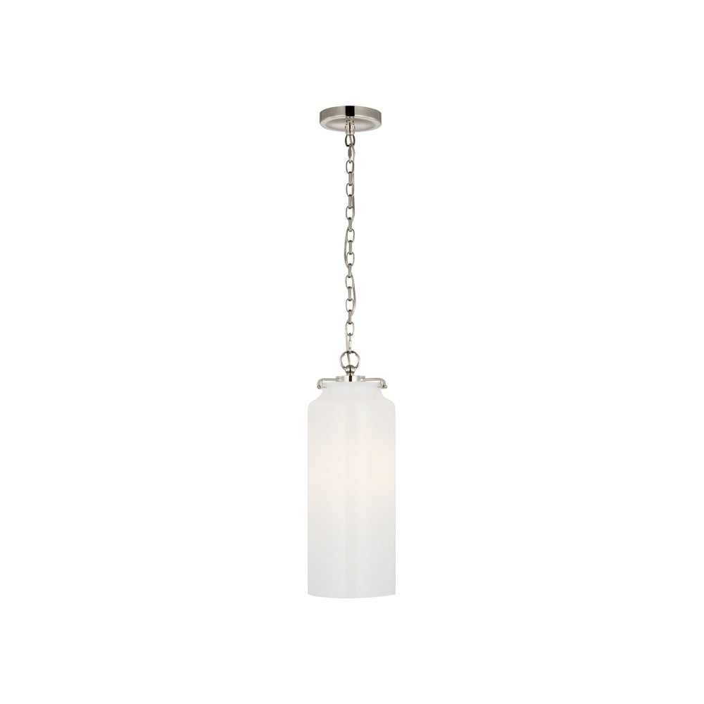 Katie Large Cylinder Pendant LIGHTING - pendant Visual Comfort - Signature Polished Nickel White Glass