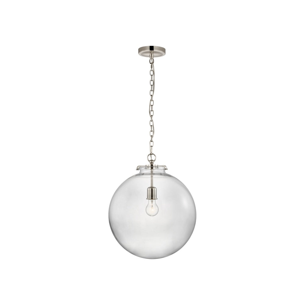 Katie Large Globe Pendant LIGHTING - pendant Visual Comfort - Signature Polished Nickel Clear Glass