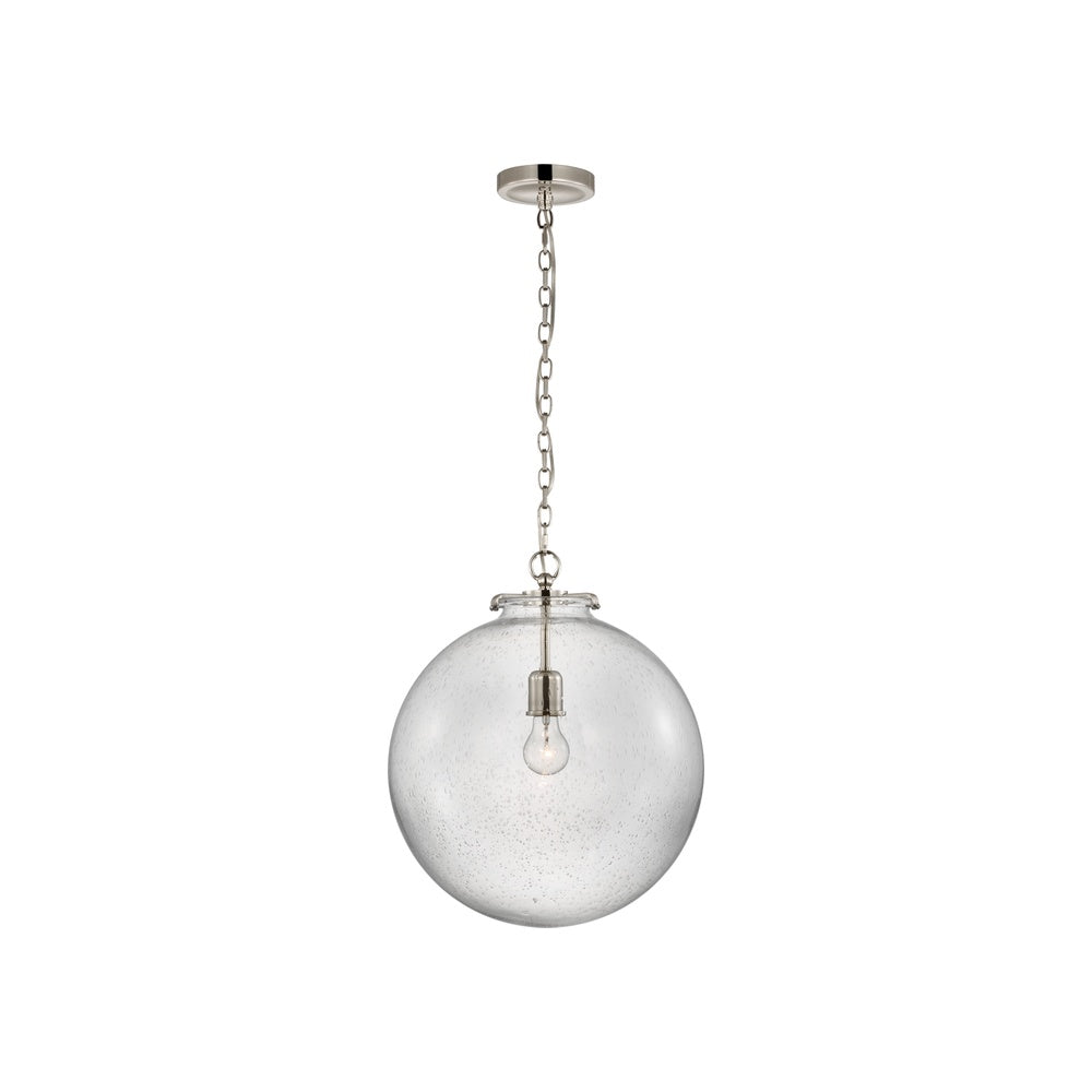 Katie Large Globe Pendant LIGHTING - pendant Visual Comfort - Signature Polished Nickel Seeded Glass