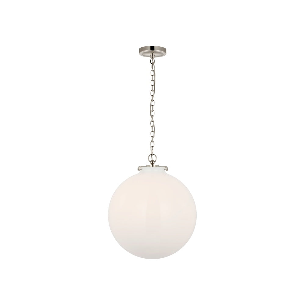 Katie Large Globe Pendant LIGHTING - pendant Visual Comfort - Signature Polished Nickel White Glass