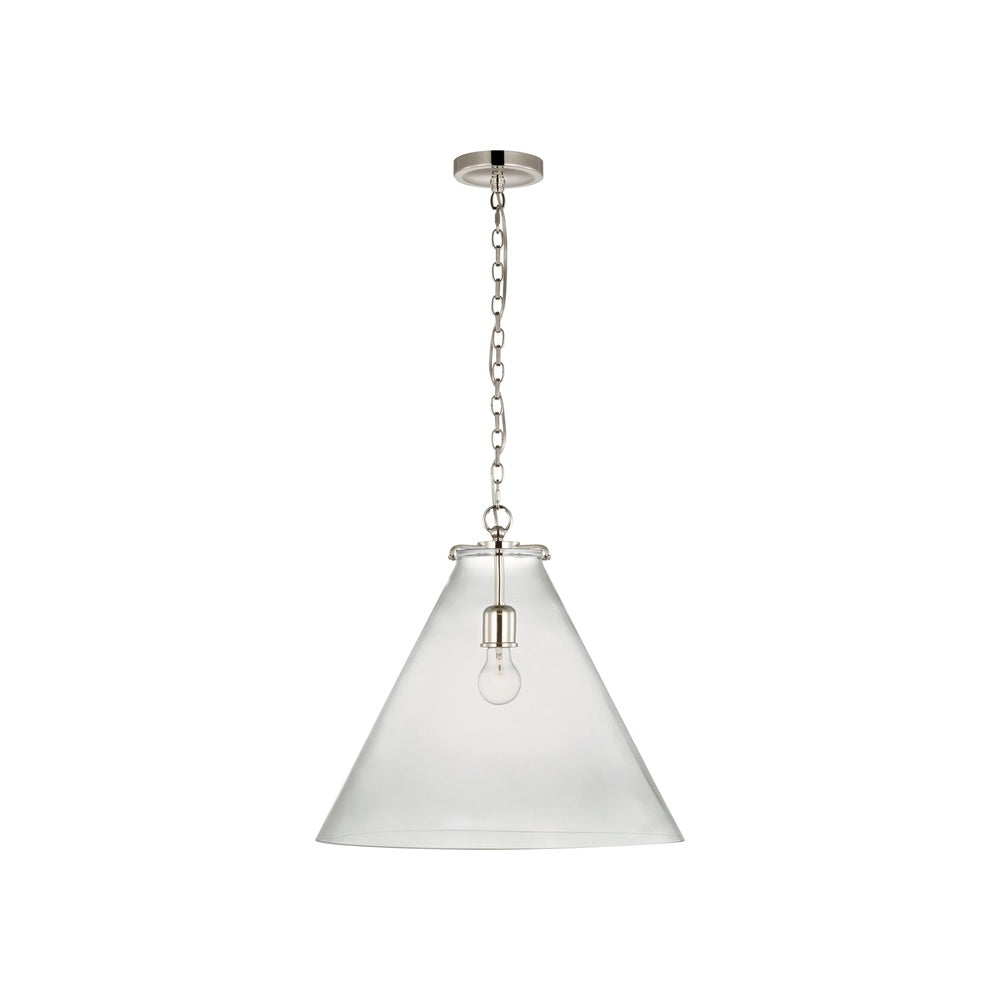 Katie Large Conical Pendant LIGHTING - pendant Visual Comfort - Signature Polished Nickel Clear Glass