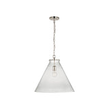 Katie Large Conical Pendant LIGHTING - pendant Visual Comfort - Signature Polished Nickel Clear Glass