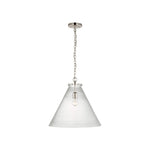 Katie Large Conical Pendant LIGHTING - pendant Visual Comfort - Signature Polished Nickel Seeded Glass