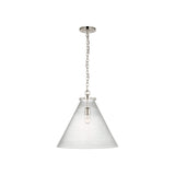 Katie Large Conical Pendant LIGHTING - pendant Visual Comfort - Signature Polished Nickel Seeded Glass