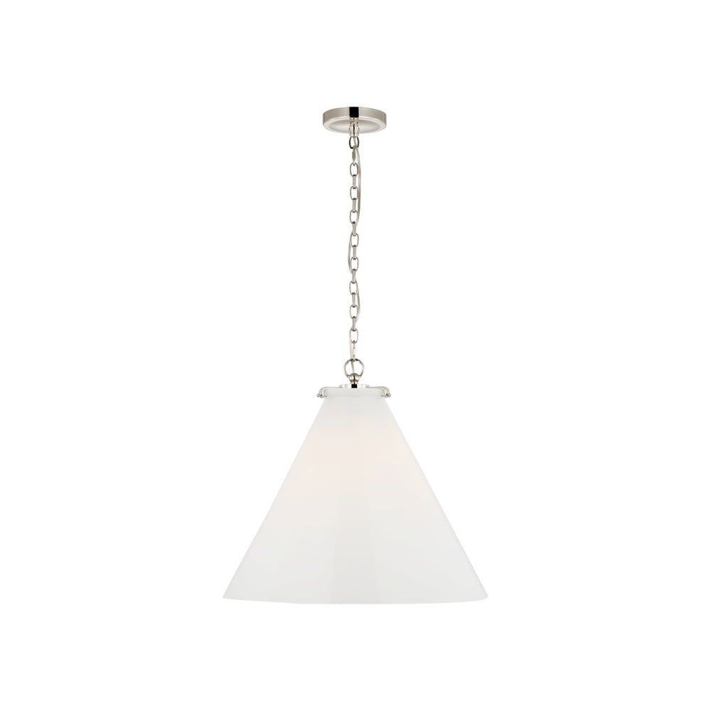 Katie Large Conical Pendant LIGHTING - pendant Visual Comfort - Signature Polished Nickel White Glass