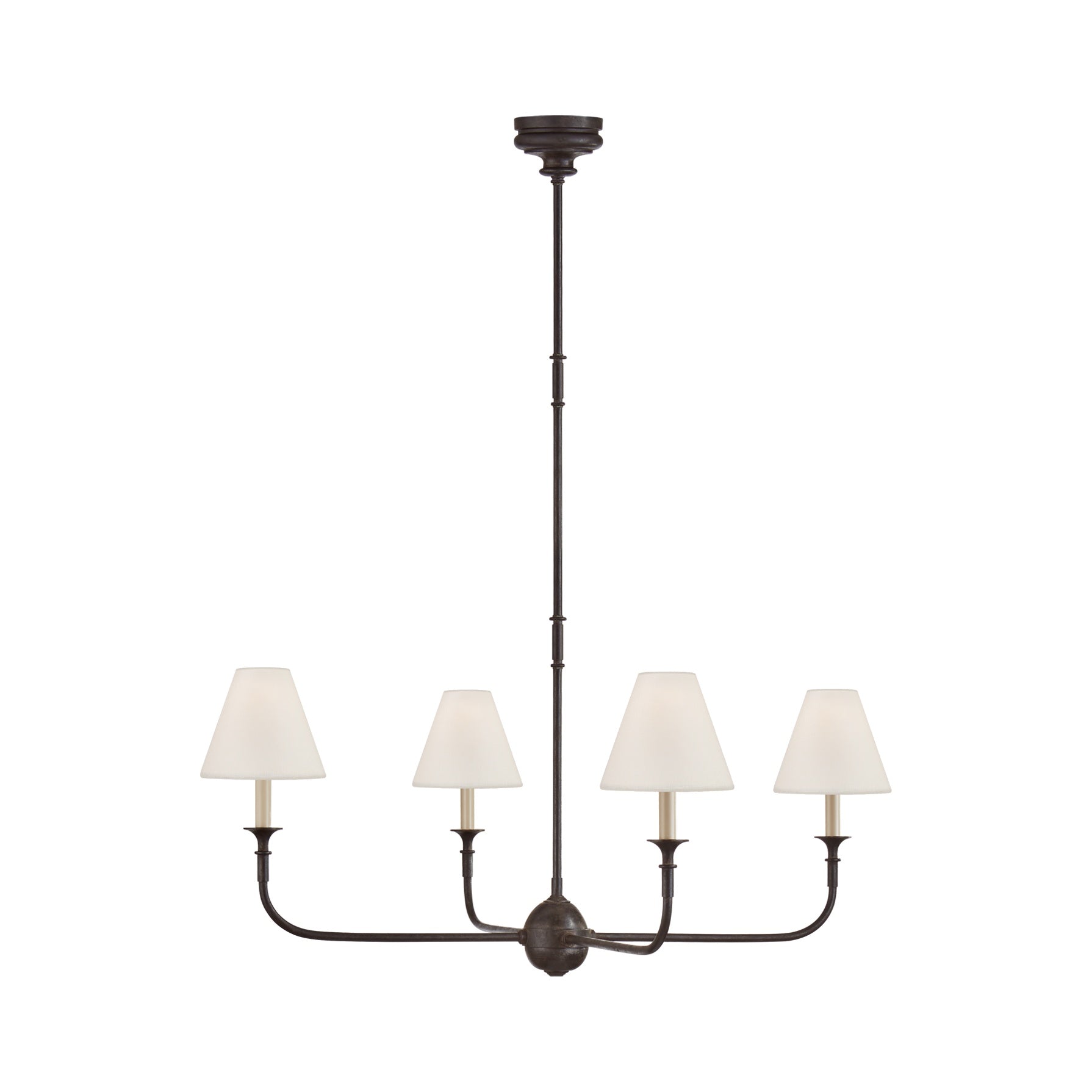 Piaf Large Chandelier LIGHTING - chandelier Visual Comfort - Signature Aged Iron and Ebonized Oak