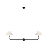 Piaf Large Two Light Linear Pendant LIGHTING - pendant Visual Comfort Aged Iron and Ebonized Oak