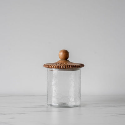 Glass Jar Set with Beaded Wood Lid - Medium - Rug & Weave