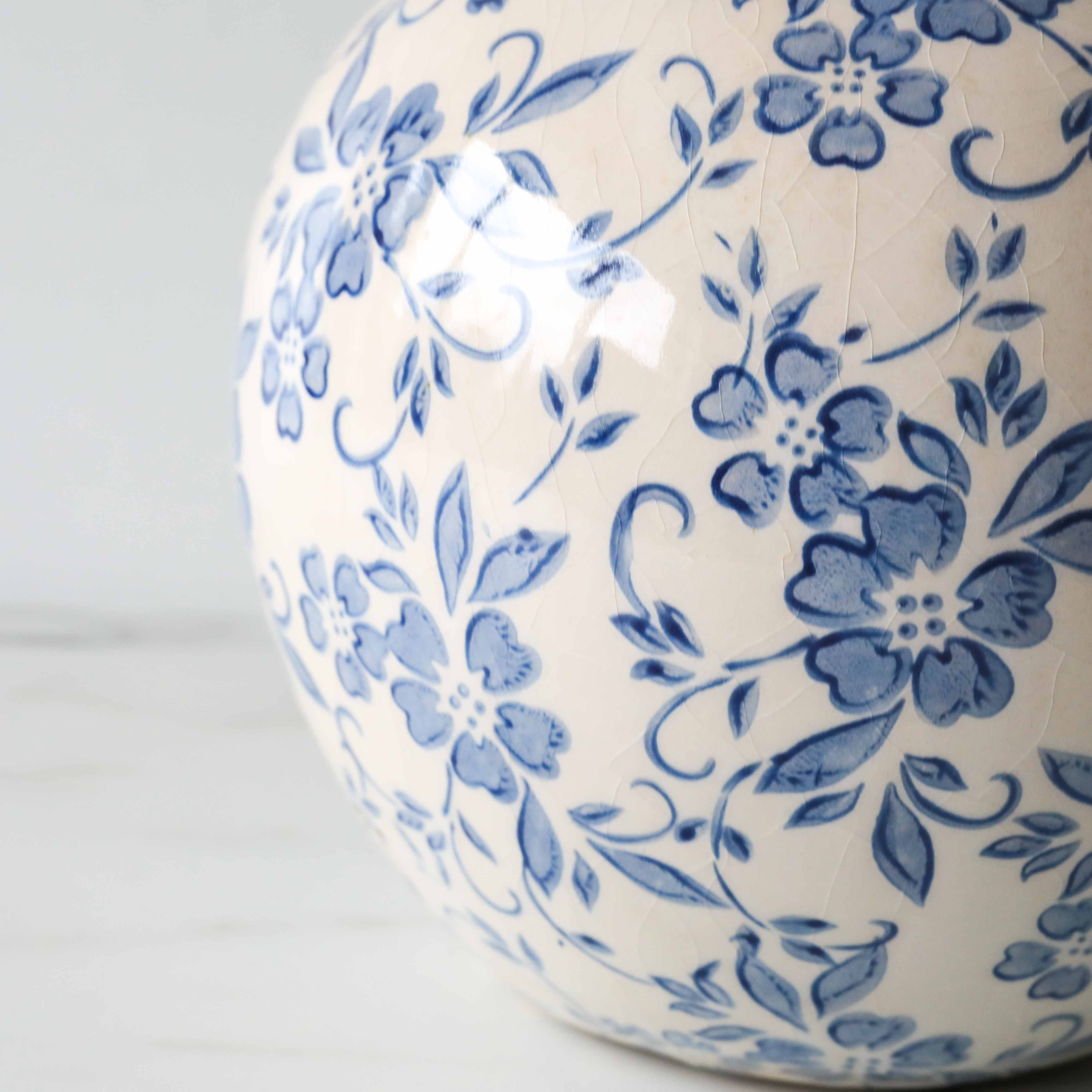 Blue Floral Terracotta Vase vase Creative Co-op (DYA)