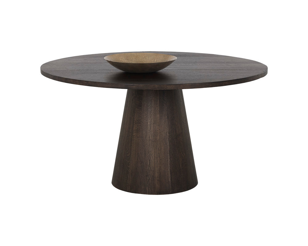 Althea Dining Table / Brown Oak 9 - a - FURNITURE - dining table - round Sunpan
