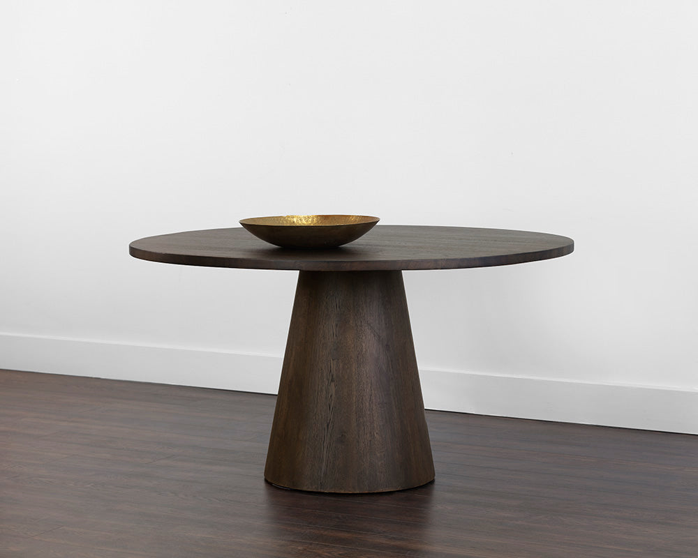 Althea Dining Table / Brown Oak 9 - a - FURNITURE - dining table - round Sunpan