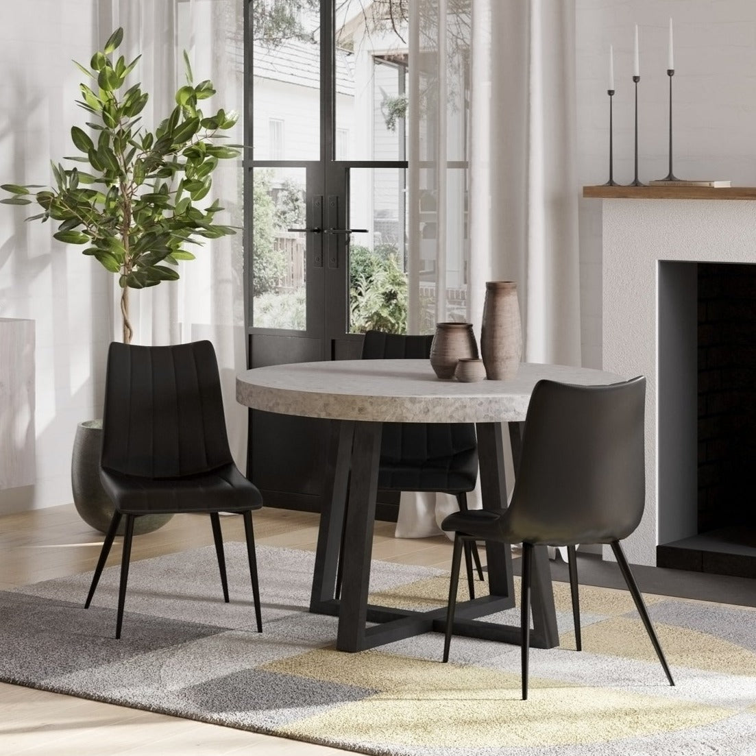 Set of Two Izzy Dining Chairs - Black - Rug & Weave