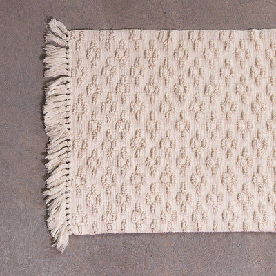 White Jaquard Bath Mat - Rug & Weave